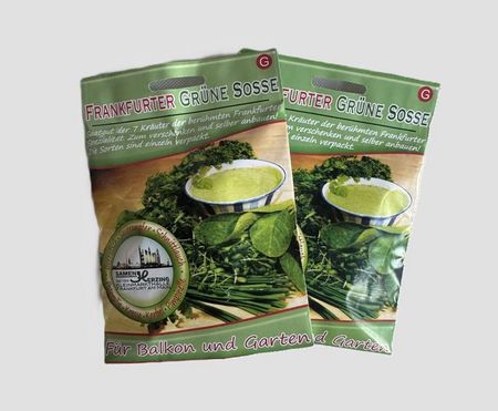 Two packages of Frankfurt Green Sauce herb seed mix.