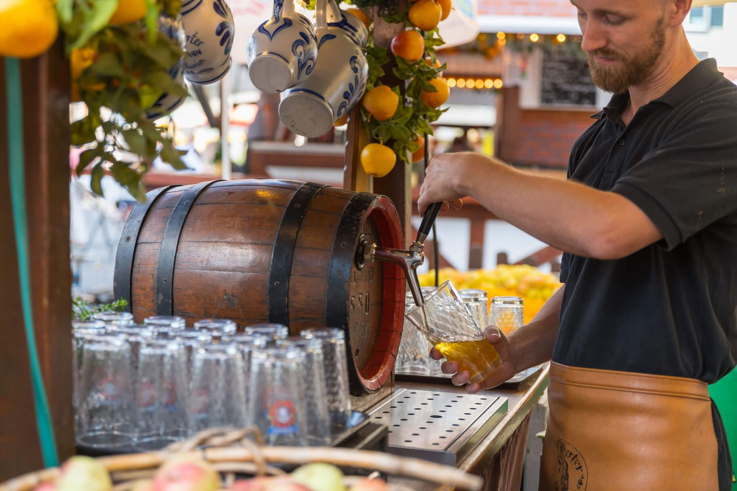 Cider from the barrel is drawn