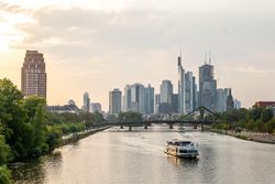 The Main with a view of the skyline in the evening light. 